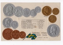 Delcampe - 4 - MONNAIE - SUEDE - Représentation Des Pièces De Monnaie   *en Relief*embossed* - Münzen (Abb.)