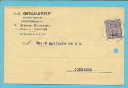 139 Op Kaart Stempel LOUVAIN, Met Firmaprforatie (perfin) "L.G." Van LA GRAINIERE - 1909-34