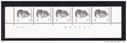 BELGIQUE COB 2352 ** MNH BANDE DE 5 DATEE 22.I.92, GOMME BLANCHE. (4TJ40A) - 1981-1990 Velghe