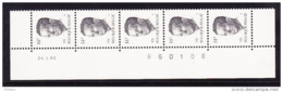 BELGIQUE COB 2352 ** MNH BANDE DE 5 DATEE 24.I.92, GOMME BLANCHE. (4TJ40B) - 1981-1990 Velghe