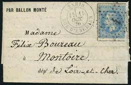 Lettre Le Louis Blanc (probable) Càd Paris R D'Enghien 11 Oct 70, Pour Montoire (L Et Ch), Arrivée 15 Oct 70, T.B. - Altri & Non Classificati