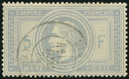 Oblitéré N° 33, 5f Violet-gris, Obl. Légère, Dent Courte Sinon TB, Signé Brun - Andere & Zonder Classificatie