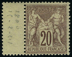Neuf Sans Charnière N° 67, 20c Brun Lilas Type I, Bdf, T.B. - Otros & Sin Clasificación