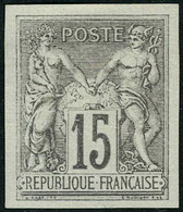 Neuf Sans Gomme N° 77a, 15c Gris, Type II N.D., Réimpression Granet, TB, Signé Guy - Other & Unclassified