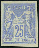 Neuf Sans Gomme N° 78d, 25c Outremer N.D., Réimpression Granet, TB, Signé Guy - Andere & Zonder Classificatie