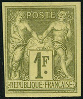 Neuf Avec Charnière N° 82b, 1f Vert Bronze, Type II N.D., Réimpression Granet, TB, Signé Guy - Otros & Sin Clasificación