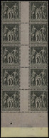 Neuf Sans Charnière N° 89, 10c Noir Sur Lilas, Bloc De 10 Interpanneau Sans Millésime, Excellent Centrage, Superbe, 1ex  - Andere & Zonder Classificatie