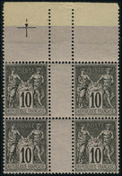 Neuf Sans Charnière N° 89, 10c Noir Sur Lilas, Bloc De4, Sans Millesime, + Interpanneau, T.B. - Other & Unclassified
