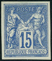 Neuf Sans Gomme N° 90d, 15c Bleu, Type II N.D., Réimpression Granet, TB, Signé Guy - Sonstige & Ohne Zuordnung