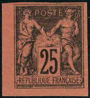 Neuf Sans Gomme N° 91d, 25c Noir Sur Rouge-brique N.D., Réimpression Granet, Bdf, TB, Signé Guy - Andere & Zonder Classificatie