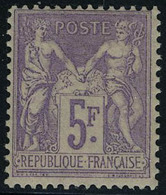 Neuf Avec Charnière N° 95, 5f Violet Sur Lilas, T.B. Signé Diena - Otros & Sin Clasificación