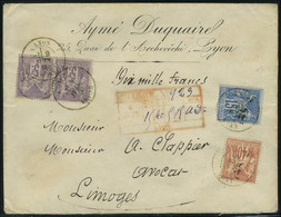 Lettre N° 95, Paire Du 5f + 15c + 40c, Affranchissement à 10f55 Sur L Chargée De Dix Mille Francs Avec Grille De Chargem - Other & Unclassified