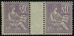 Neuf Sans Charnière N° 115, 30c Violet Type Mouchon, Paire Horizontale Interpanneau TB - Other & Unclassified