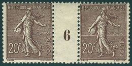 Neuf Sans Charnière N° 131, 20c Brun Lilas Foncé, Paire Hor. Millésime 6, Cl Sur Intervalle, T.B. - Otros & Sin Clasificación