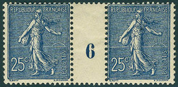 Neuf Sans Charnière N° 132, 25c Bleu Foncé, Paire Hor. Millésime 6, Cl Sur L'intervalle, T.B. Maury - Otros & Sin Clasificación