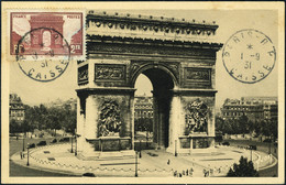 Lettre N° 258, 2f Arc De Triomphe S/CP Max. (Ed. Yvon Format Hor. Sépia), Càd Paris RP Caisse 1.9.31, TB - Other & Unclassified