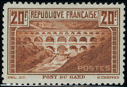 Neuf Sans Charnière N° 262B, 20f Pont Du Gard Dentelé 11 Superbe Signé Brun - Other & Unclassified