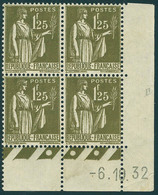 Neuf Sans Charnière N° 287, 1f25 Olive Type Paix, Bloc De 4 CD 6.10.32, T.B. - Other & Unclassified