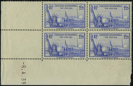 Neuf Sans Charnière N° 426, Expo De New York, 2 Blocs De 4 CD 31.3.39 Et 6.4.39, T.B. - Other & Unclassified