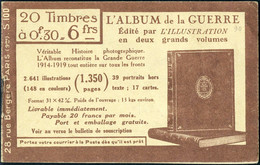 Neuf Sans Charnière N° 17, 30c Bleu Semeuse, Carnet De 20t. GIBBS (x4), S.100, Couverture Album De Guerre En 1ère De Cou - Other & Unclassified