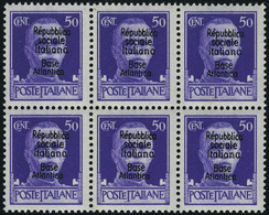 Neuf Sans Charnière N° 1, 50c Violet, Bloc De 6, TB, Sassone - Other & Unclassified