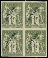 Neuf Sans Gomme N° 15, 1f Olive, Bloc De 4, Superbe, Rare - Otros & Sin Clasificación