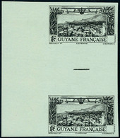 Neuf Sans Charnière Vue De Cayenne, Paire Verticale Interpanneau Noir/vert N.D. Sans Indication De La Valeur, TB - Maury - Other & Unclassified