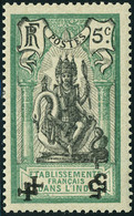 Neuf Sans Charnière N° 48A, + 5 Sur 5c Vert, Non émis, Double Surcharge Noire Renversée, Gomme Coloniale, T.B. Maury N°  - Sonstige & Ohne Zuordnung