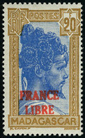 Neuf Sans Charnière N° 255A, 20f France Libre T.B. Signé Brun - Otros & Sin Clasificación