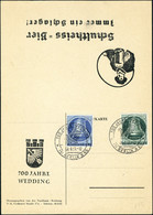 Lettre N° 62 Et 64, Les 2 Valeurs Sur Même CP Illustrée Schultheiss, Càd Illustré 700 Jahre Wedding Berlin 08.6.51, TB - Autres & Non Classés