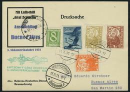 Lettre Zeppelin 3 SAF 1931 CP Avec CAD Wien 14.X.31, Càd De Transit Friedrichshafen 17.10.31, Pour Buenos Ayres, Arrivée - Other & Unclassified