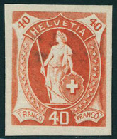 Neuf Sans Gomme 40c Orange, Essai Type Helvetia Debout, Non Dentelé, T.B. - Autres & Non Classés