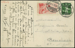 Lettre 10c Rouge Carmin, Précurseur Italien Pro Juventute 1912 Obl 13.1.13 Sur Carte Postale Affranchie à 5c, Superbe Et - Other & Unclassified