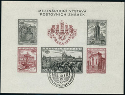 Oblitéré N° + 19a. Les Blocs PRAGA 1955. 1ex Dentelé + 1 Ex Non Dentelé Avec Oblitération De L'exposition (10.IX.1955).  - Other & Unclassified