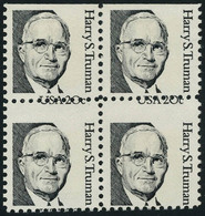 Neuf Sans Charnière N° 1514, 2c Harry Truman, Bloc De 4, Bdf Supérieur, Variété De Piquage à Cheval Hor. T.B. - Altri & Non Classificati