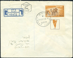 Lettre N° 35, 500p Dromadaire Avec Tab Complet, Obl 1er Jour 26/12/50 Eilat, TB, RARE, Cert Society Israël Philatelists - Other & Unclassified