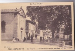 Carte 1930 REALMONT / LE TEMPLE ET LA POSTE SUR LA ROUTE D'ALBAN - Realmont