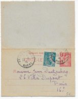 IRIS - 1942 - CARTE-LETTRE ENTIER Avec COMPLEMENT MERCURE De FROMENTIERES (MARNE) => PARIS - Tarjetas Cartas