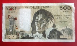 1983 .N. PASCAL Monnaies & Billets France 1962-1997 ''Francs''  500 F 1968-1993 ''Pascal'' Numéro 56236 Série P179 - 500 F 1968-1993 ''Pascal''