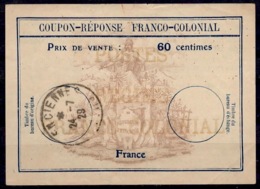FRANCE 1929,  Reply Coupon Reponse Franco-Colonial Antwortschein 60 C.  ( Bienen / Bees / Abeilles ) O VALENCIENNES 24.7 - Antwortscheine