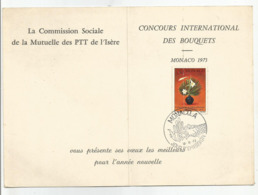 Monaco Coucours International Des Bouquets 1973 , Voeux De La Commission Des Ptt De L'isère Carte Double Maximum - Jardín Exótico