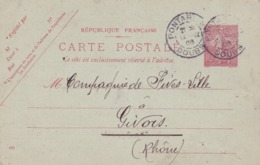 Carte Semeuse Lignée 10 C Rose A1 Oblitérée Repiquage Société De Transports Internationaux - Cartes Postales Repiquages (avant 1995)