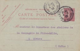 Carte Semeuse Lignée 10 C Rose A1 Oblitérée Repiquage Stein - Overprinter Postcards (before 1995)