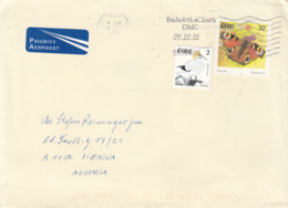 BUTTERFLY, BIRD, STAMPS ON COVER, 2001, IRELAND - Briefe U. Dokumente