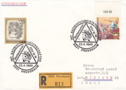 SPORTS, BADMINTON CHAMPIONSHIP SPECIAL POSTMARK, WATERFALL, TENNIS STAMPS ON REGISTERED COVER, 1989, AUSTRIA - Badminton