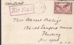 Canada Purple Boxed Air Mail 'Petite' BUCKINGHAM Quebec 1936 Cover Lettre FLUSHING New York USA Fliegende Dädalus - Lettres & Documents