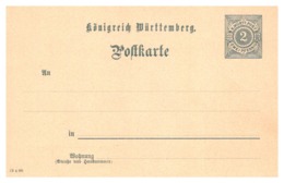 Allemagne Wurtemberg Entiers Postaux - TB - Enteros Postales