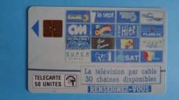 MONACO - TELECARTE "LA TELEVISION PAR CABLE 30 CHAINES.." 50u Tirage 50 000ex  - 01/1991 -  Sté Monég. Des Eaux - Monace