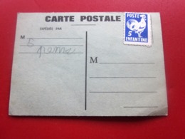 PSEUDO CARTE POSTALE DE LA POSTE ENFANTINE + TIMBRE FICTIF Pseudos Entiers Postaux Privés - Enteros Privados