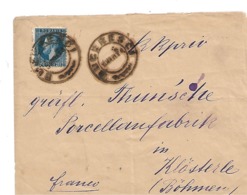 Rum007 / RUMÄNIEN - Fürst Karl I (25 B) 1879 Auf Brief Nach Böhmen. - 1858-1880 Fürstentum Moldau